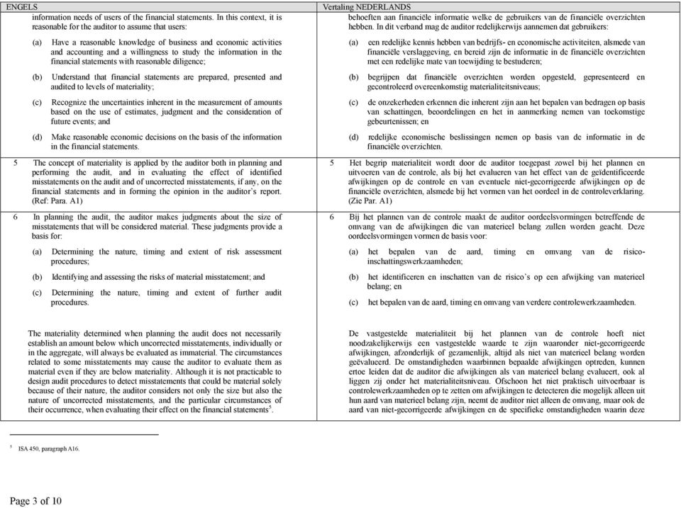 information in the financial statements with reasonable diligence; Understand that financial statements are prepared, presented and audited to levels of materiality; Recognize the uncertainties