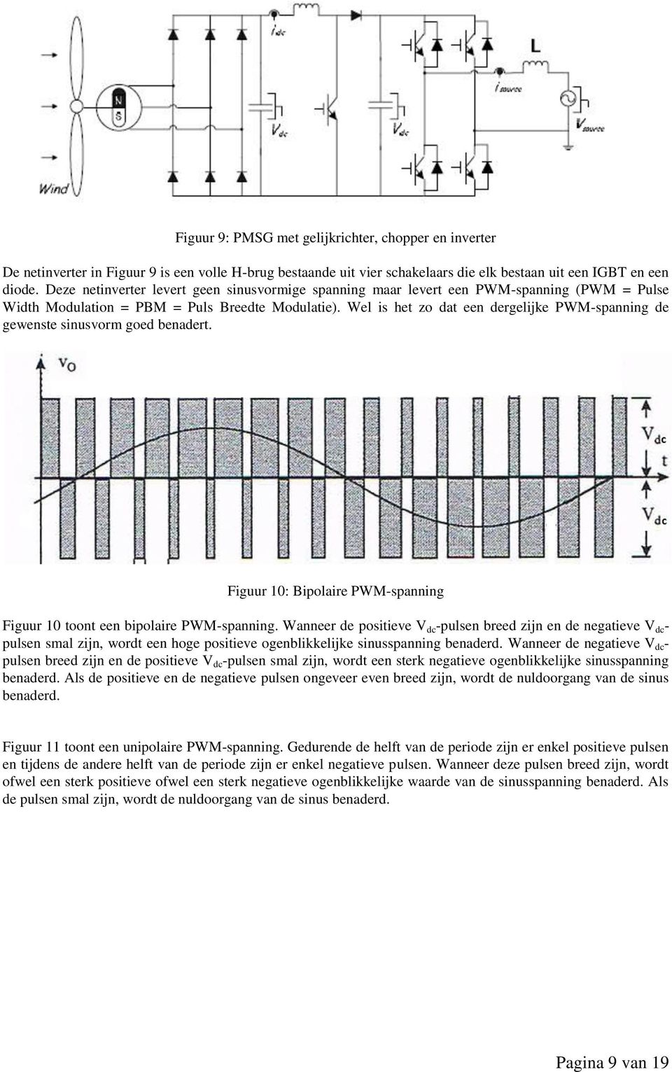 Wel is het zo dat een dergelijke PWM-spanning de gewenste sinusvorm goed benadert. Figuur 10: Bipolaire PWM-spanning Figuur 10 toont een bipolaire PWM-spanning.