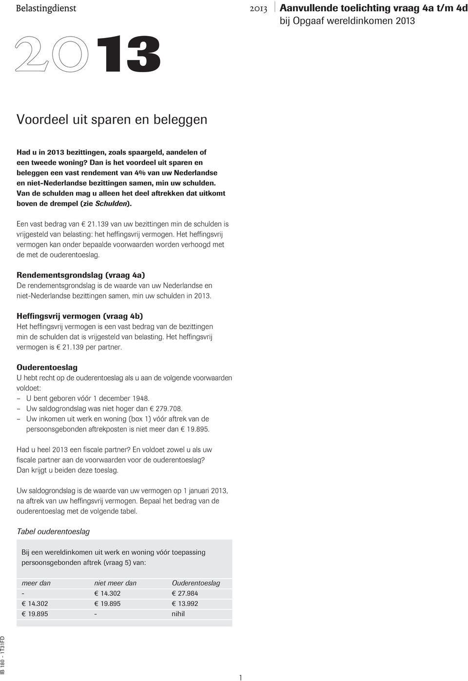 Van de schulden mag u alleen het deel aftrekken dat uitkomt boven de drempel (zie Schulden). Een vast bedrag van 21.