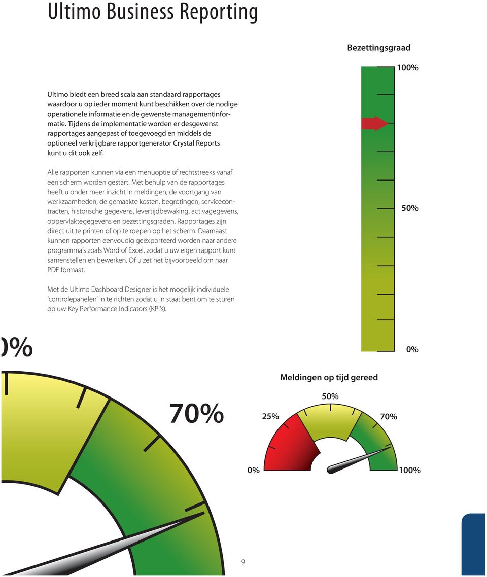 Alle rapporten kunnen via een menuoptie of rechtstreeks vanaf een scherm worden gestart.