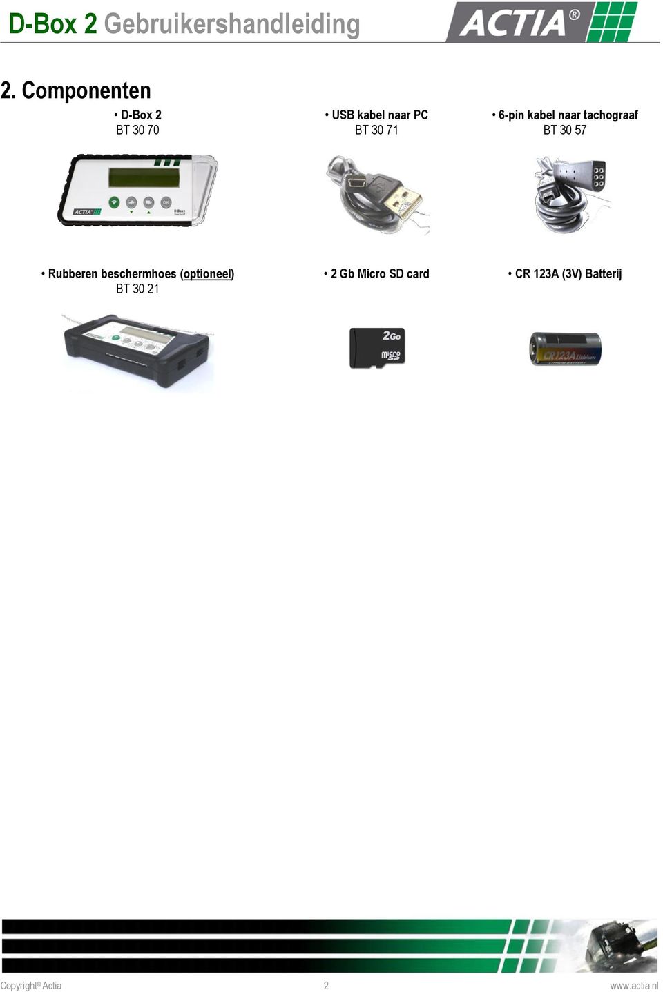 beschermhoes (optioneel) BT 30 21 2 Gb Micro SD card