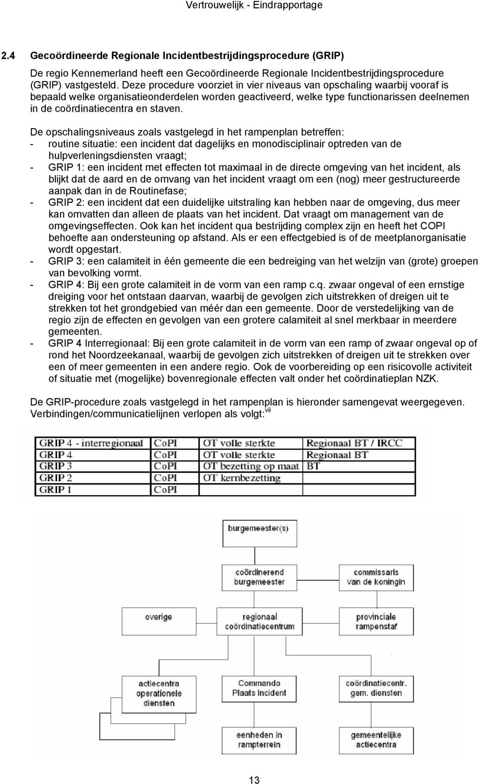 De opschalingsniveaus zoals vastgelegd in het rampenplan betreffen: - routine situatie: een incident dat dagelijks en monodisciplinair optreden van de hulpverleningsdiensten vraagt; - GRIP 1: een