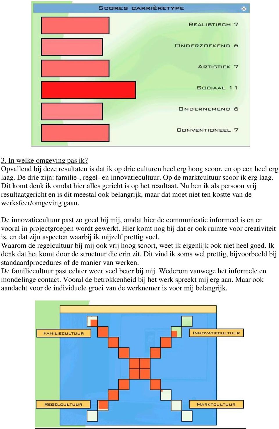 Nu ben ik als persoon vrij resultaatgericht en is dit meestal ook belangrijk, maar dat moet niet ten kostte van de werksfeer/omgeving gaan.