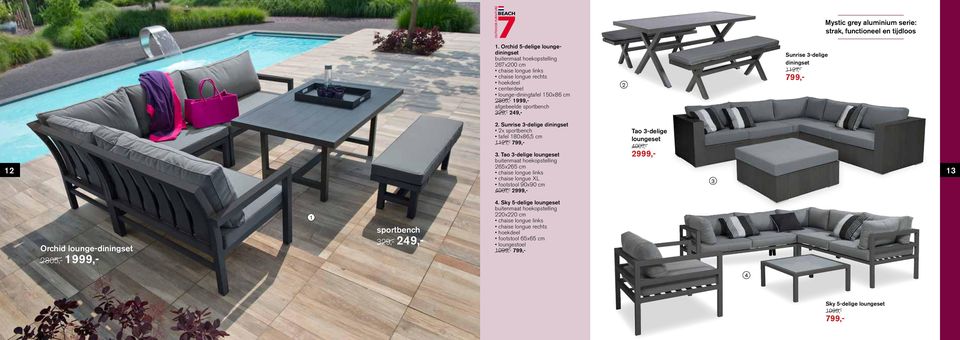 -delige diningset 7,- 799,-. Sunrise -delige diningset x sportbench tafel 80x86, cm 7,- 799,-.