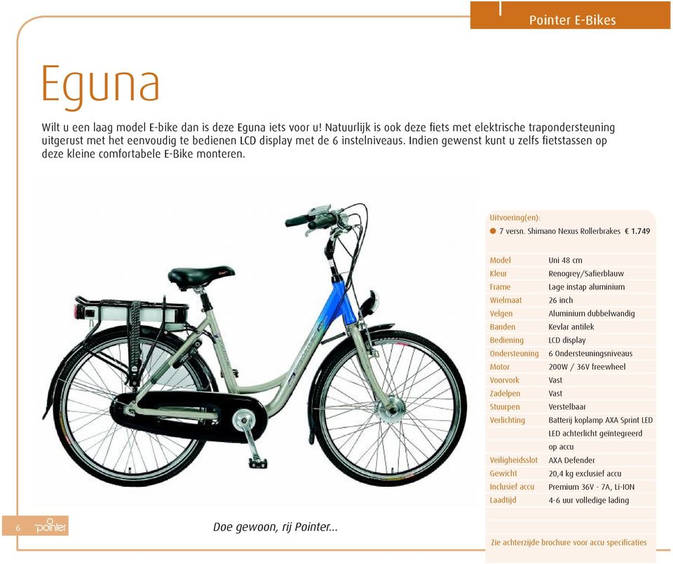 Indien gewenst kunt u zelfs fietstassen op deze kleine comfortabele E-Bike monteren. 7 versn. Shimano Nexus Rollerbrakes 1.