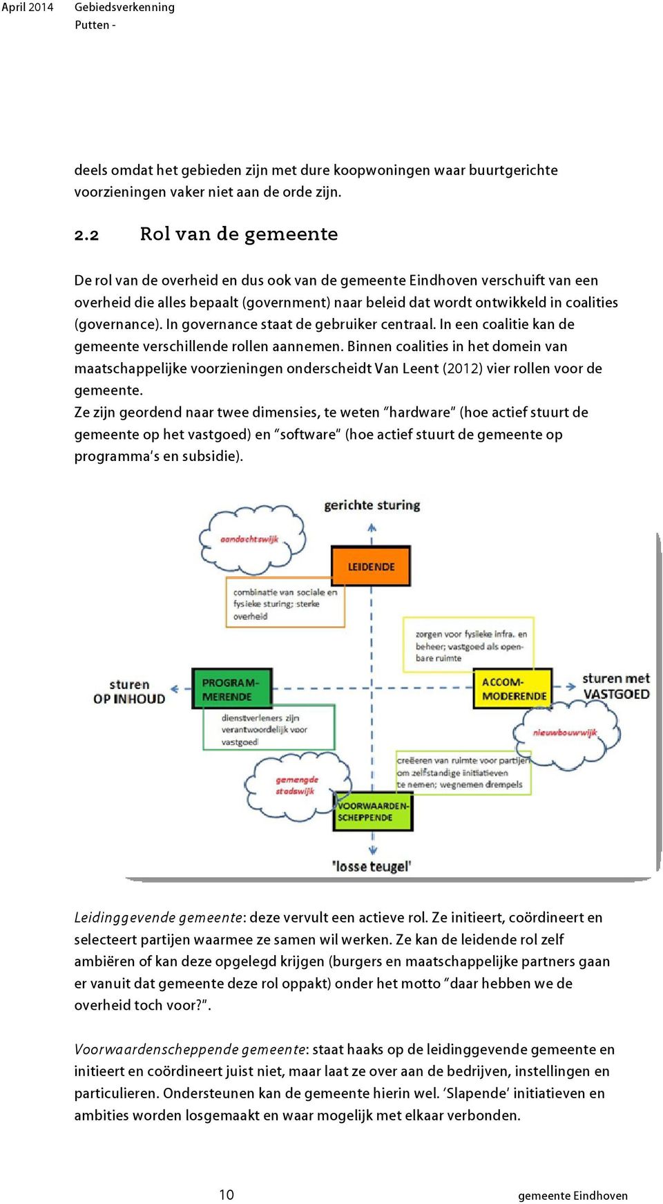 Binnen coalities in het domein van maatschappelijke voorzieningen onderscheidt Van Leent (2012) vier rollen voor de gemeente.