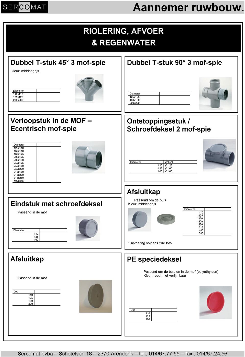 Afsluitkap Eindstuk met schroefdeksel Passend in de mof Passend om de buis *Uitvoering volgens 2de foto * * *