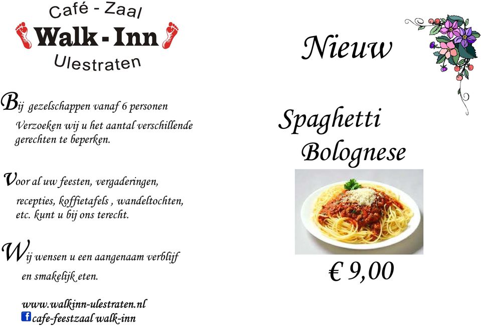 Spaghetti Bolognese voor al uw feesten, vergaderingen, recepties, koffietafels,