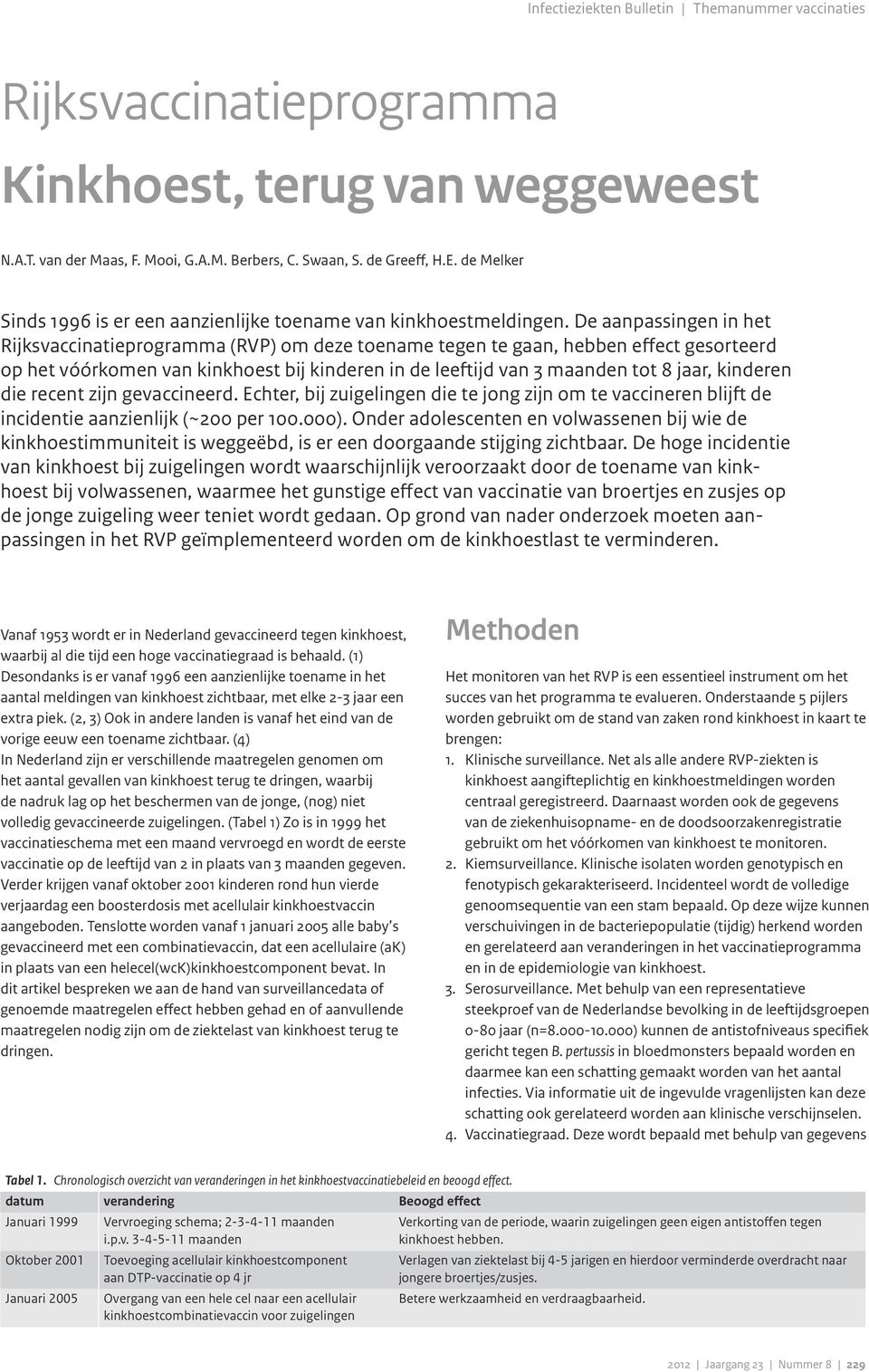 De aanpassingen in het Rijksvaccinatieprogramma (RVP) om deze toename tegen te gaan, hebben effect gesorteerd op het vóórkomen van kinkhoest bij kinderen in de leeftijd van 3 maanden tot 8 jaar,