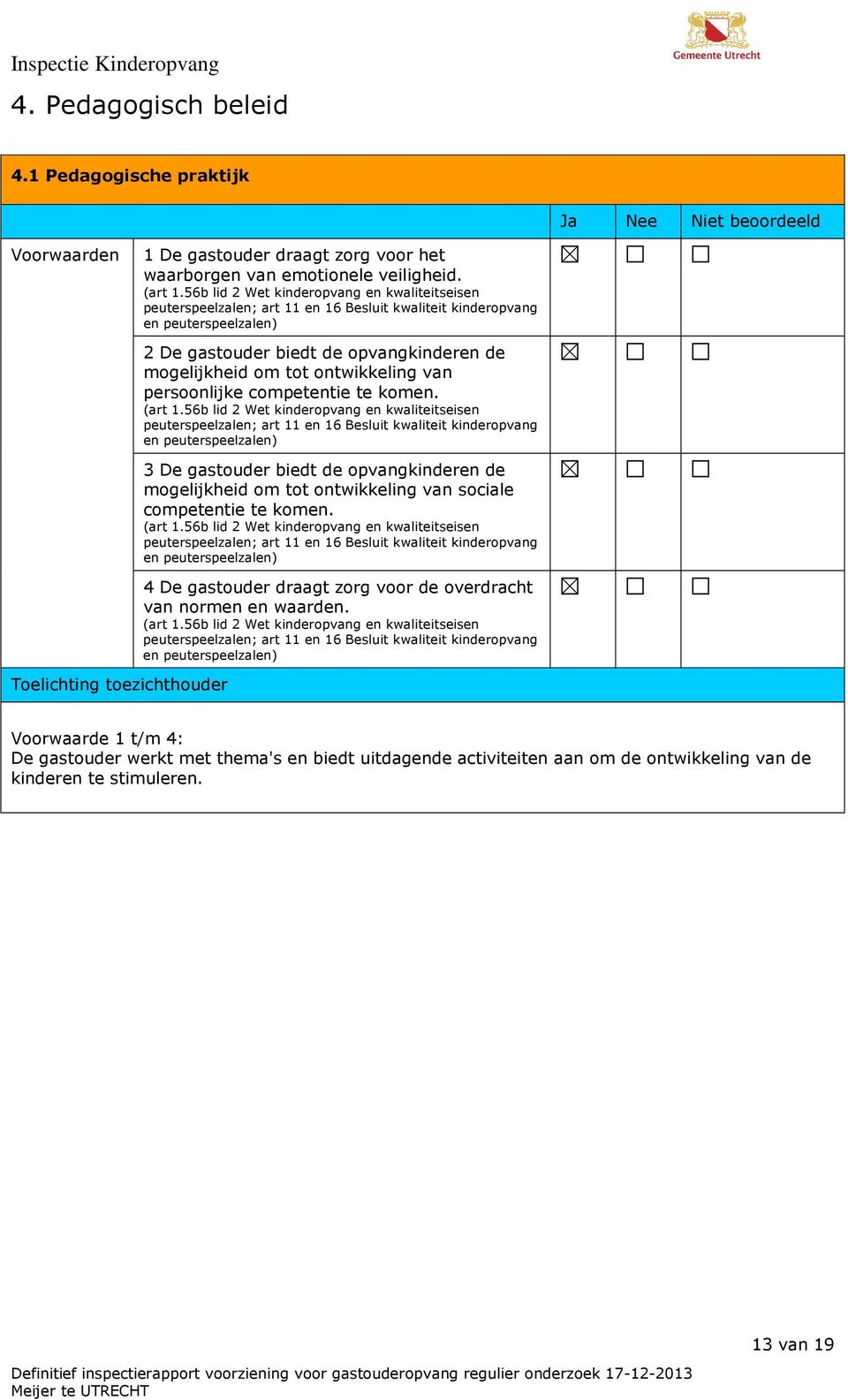 peuterspeelzalen; art 11 en 16 Besluit kwaliteit kinderopvang en peuterspeelzalen) 3 De gastouder biedt de opvangkinderen de mogelijkheid om tot ontwikkeling van sociale competentie te komen.