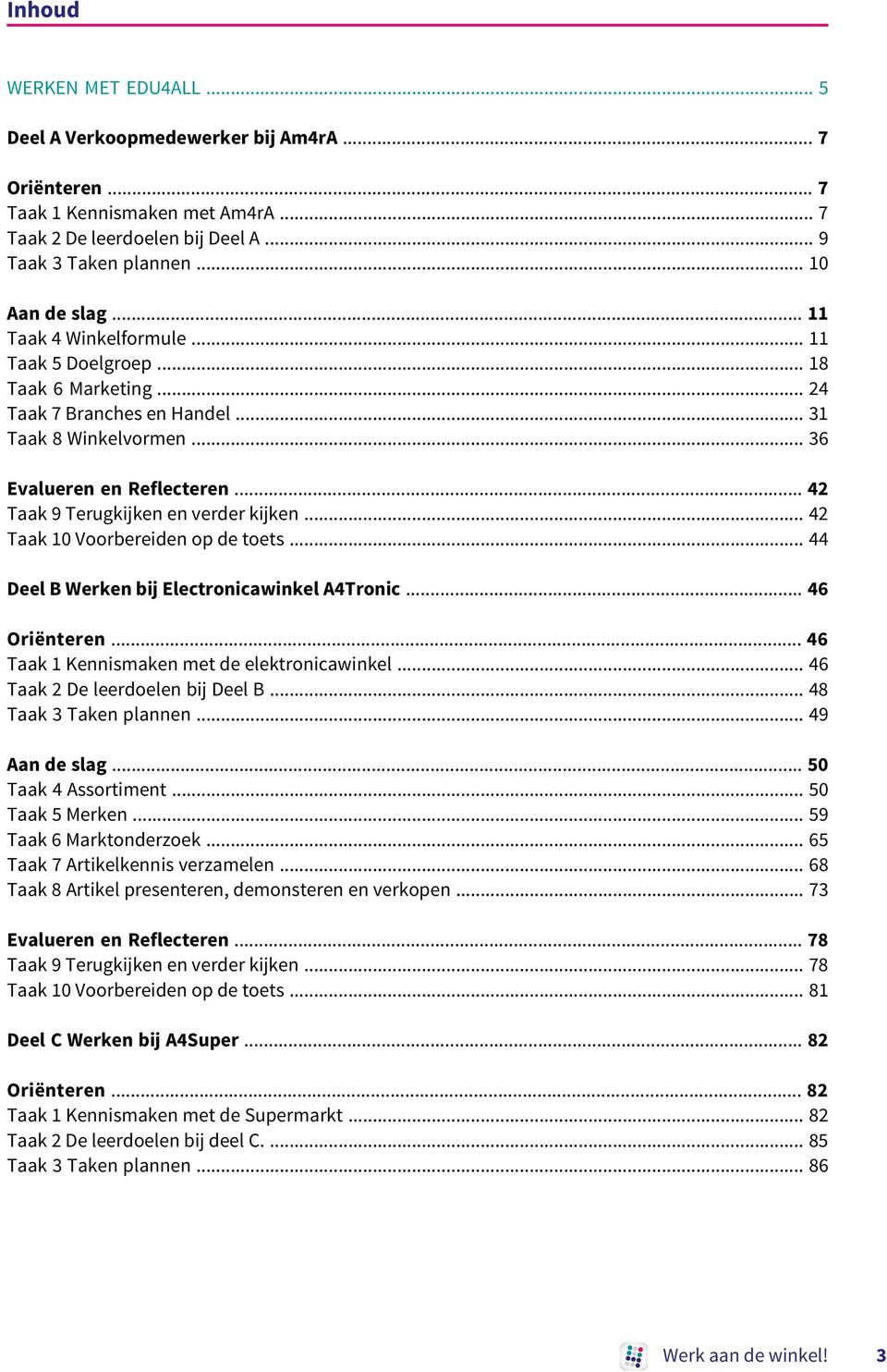 .. 42 Taak 9 Terugkijken en verder kijken... 42 Taak 10 Voorbereiden op de toets... 44 Deel B Werken bij Electronicawinkel A4Tronic... 46 Oriënteren... 46 Taak 1 Kennismaken met de elektronicawinkel.