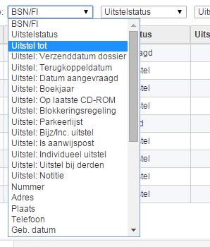 2 Alle klanten waarvoor u uitstel zou kunnen aanvragen verschijnen in de lijst.