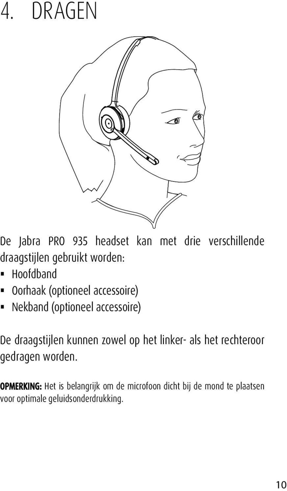 draagstijlen kunnen zowel op het linker- als het rechteroor gedragen worden.