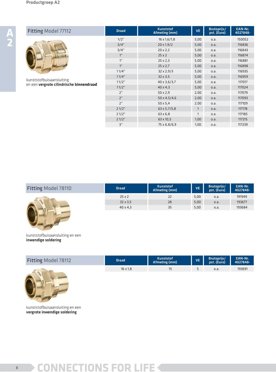 a. 117093 50 x 5,4,00 o.a. 117109 1/ 63 x 5,7/5,8 1 o.a. 117178 1/ 63 x 6,8 1 o.a. 117185 1/ 63 x 10,5 1,00 o.a. 11715 3 75 x 6,8/6,9 1,00 o.a. 11739 Fitting Model 78110 5 x 5,00 o.a. 191949 3 x 3,5 8 5,00 o.