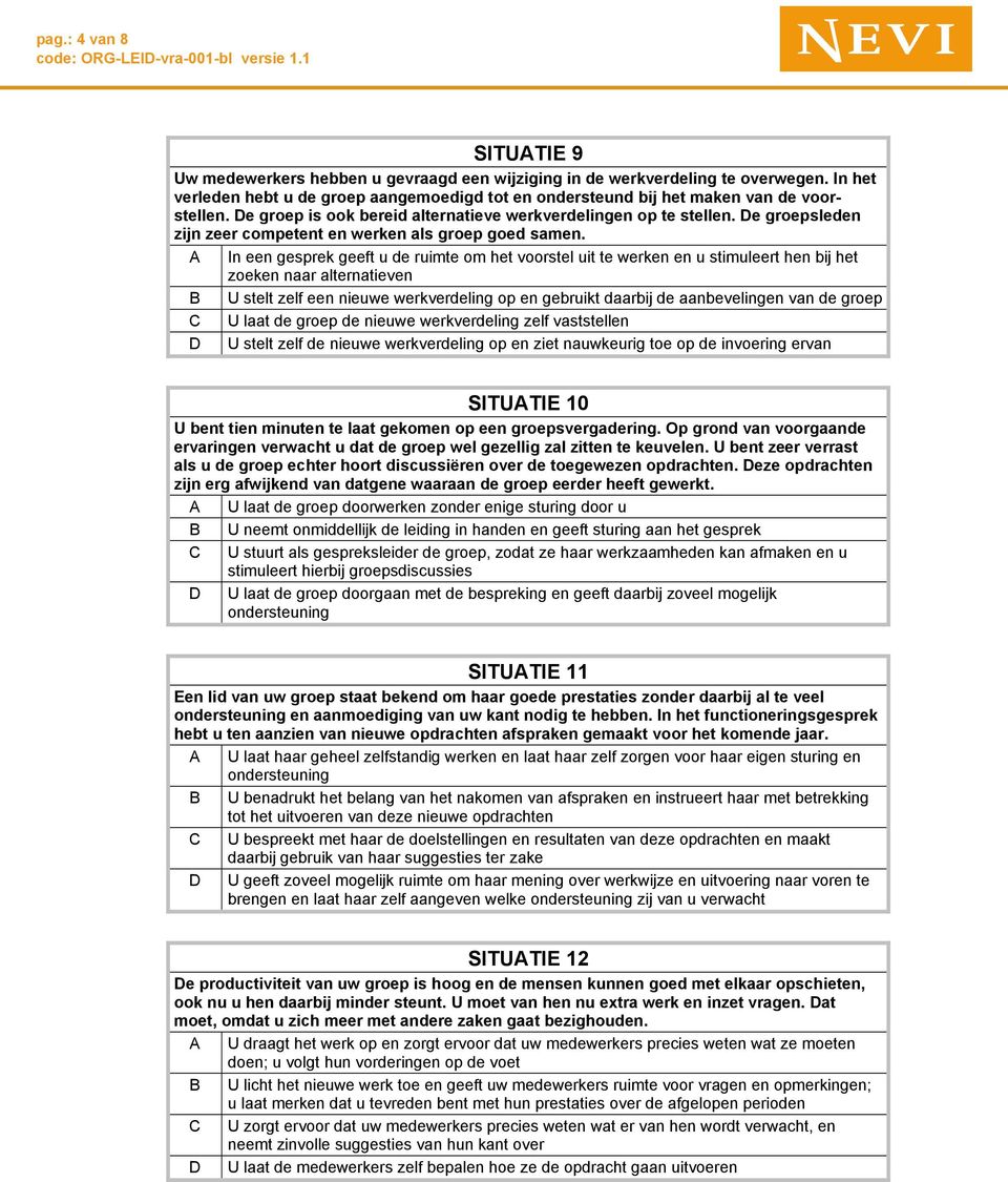 Verwonderend Vragenlijst leiderschapsstijlen (model Hersey & Blanchard) - PDF IE-55
