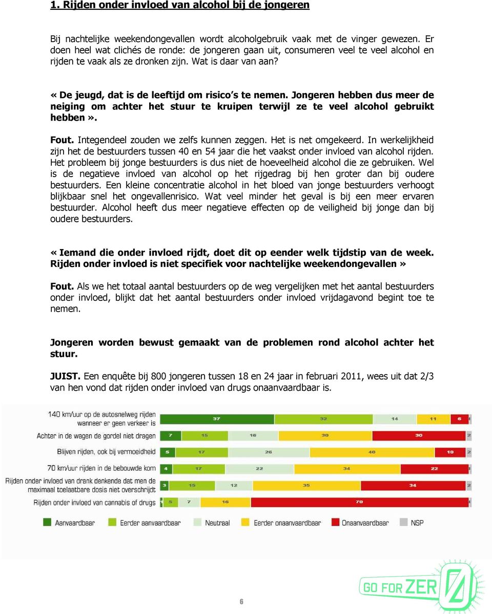 Jongeren hebben dus meer de neiging om achter het stuur te kruipen terwijl ze te veel alcohol gebruikt hebben». Fout. Integendeel zouden we zelfs kunnen zeggen. Het is net omgekeerd.