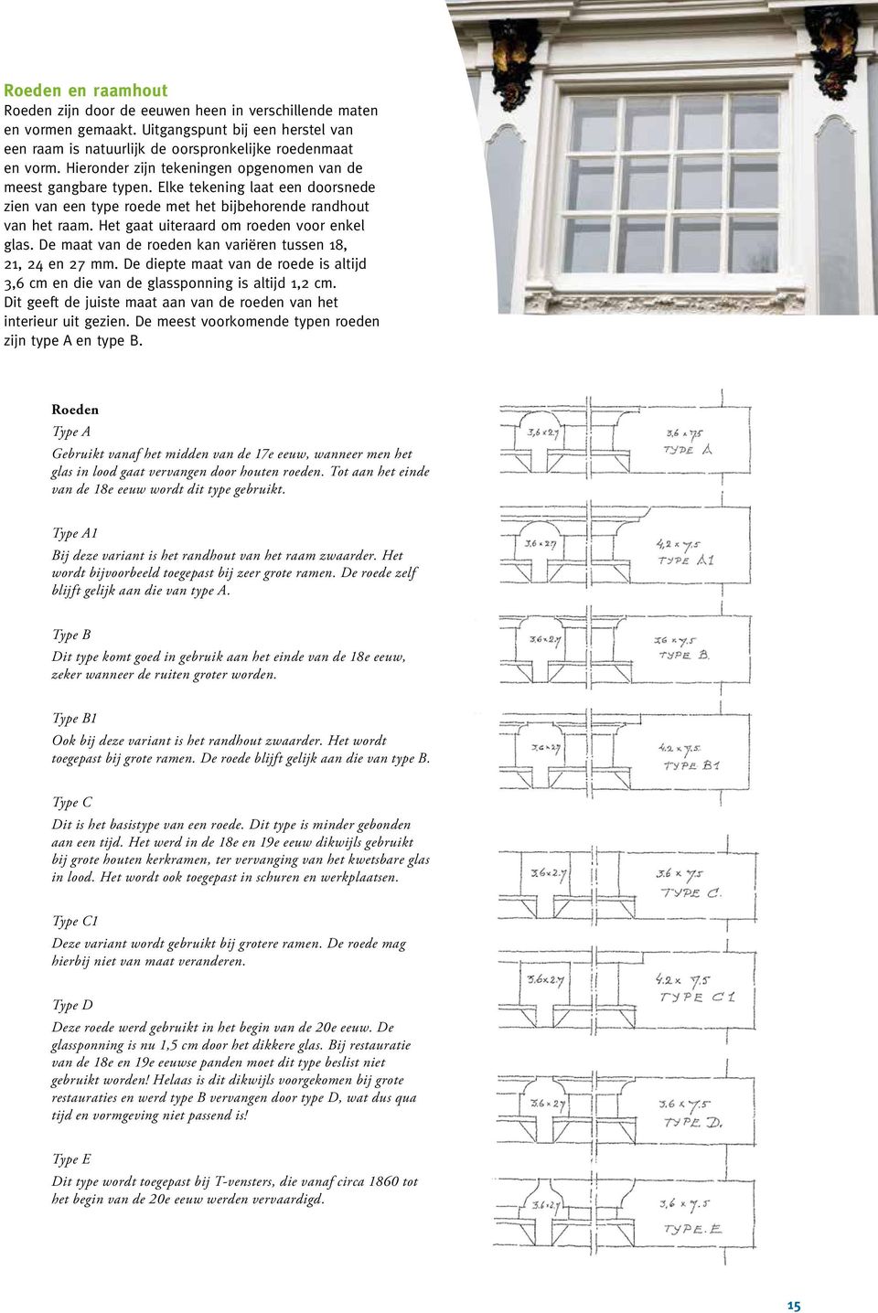 Het gaat uiteraard om roeden voor enkel glas. De maat van de roeden kan variëren tussen 18, 21, 24 en 27 mm. De diepte maat van de roede is altijd 3,6 cm en die van de glassponning is altijd 1,2 cm.