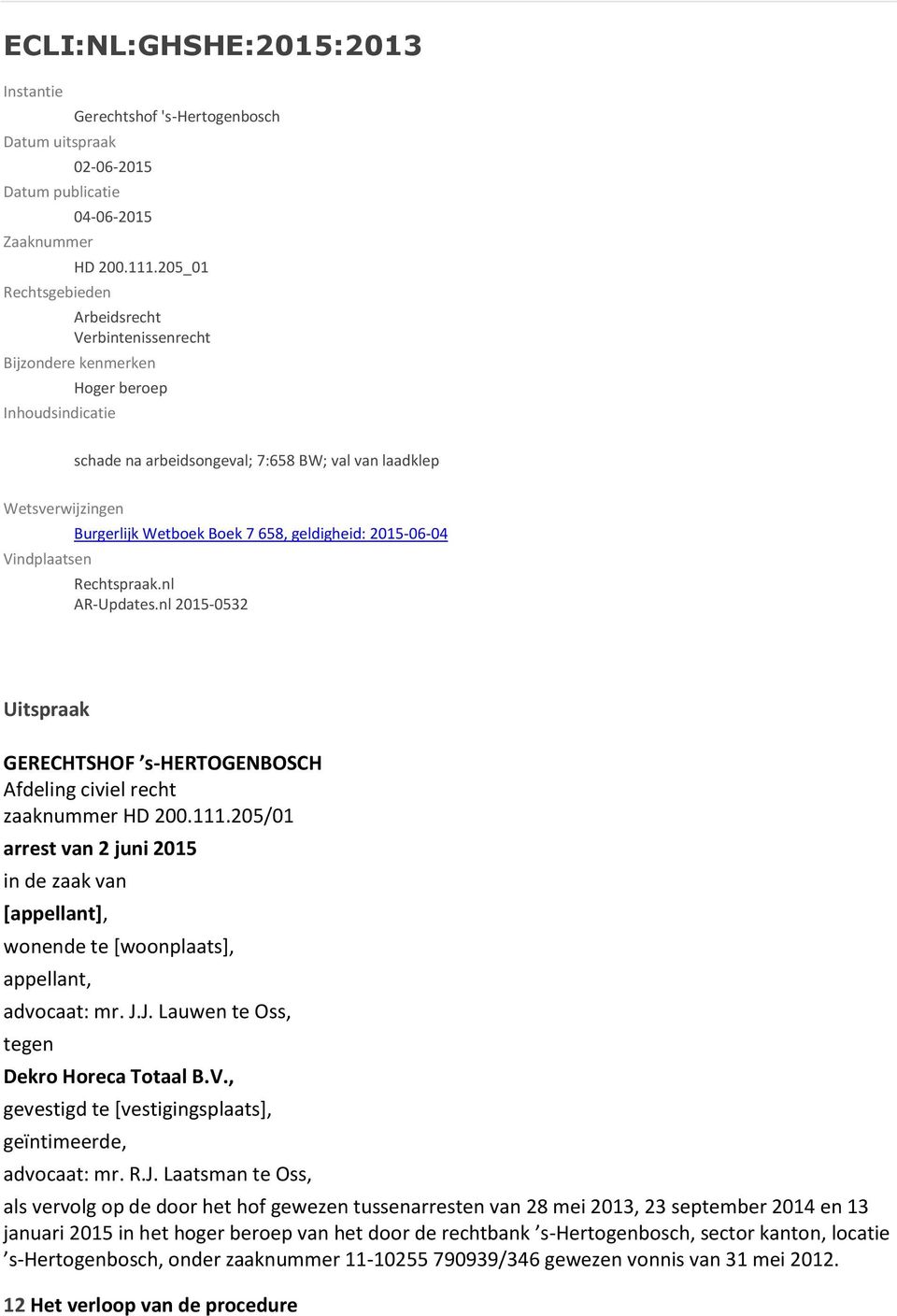 658, geldigheid: 2015-06-04 Rechtspraak.nl AR-Updates.nl 2015-0532 Uitspraak GERECHTSHOF s-hertogenbosch Afdeling civiel recht zaaknummer HD 200.111.