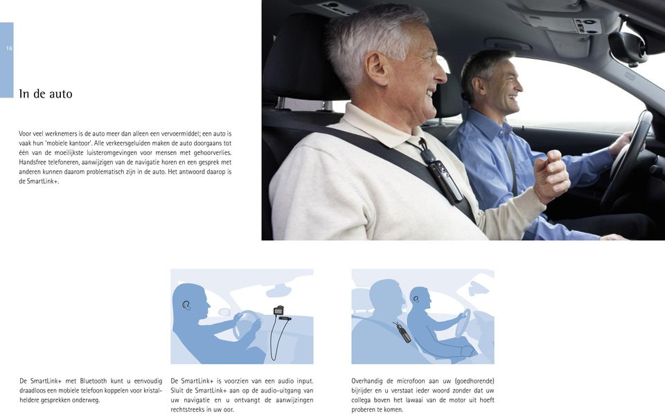 Handsfree telefoneren, aanwijzigen van de navigatie horen en een gesprek met anderen kunnen daarom problematisch zijn in de auto. Het antwoord daarop is de SmartLink+.