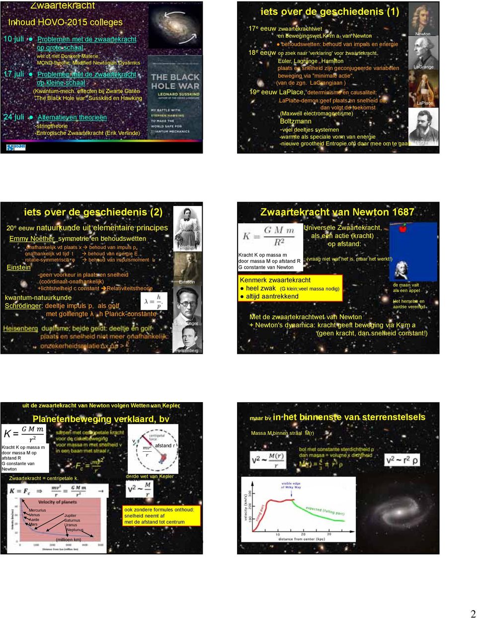 effecten bij Zwarte Gaten "The Black Hole war" Susskind en Hawking 24 juli Alternatieven theorieën -stringtheorie -Entropische Zwaartekracht (Erik Verlinde) iets over de geschiedenis (1) 17 e eeuw