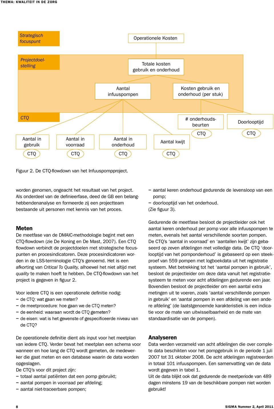 Als onderdeel van de definieerfase, deed de GB een belanghebbendenanalyse en formeerde zij een projectteam bestaande uit personen met kennis van het proces.