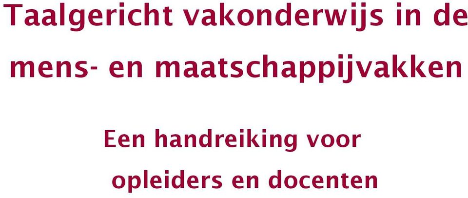 maatschappijvakken Een