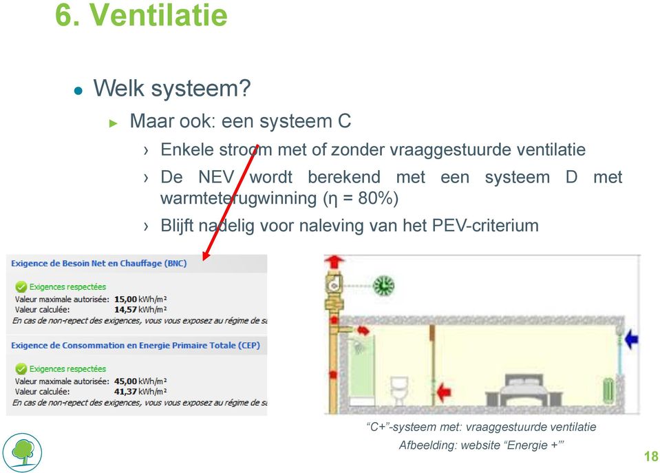 ventilatie De NEV wordt berekend met een systeem D met warmteterugwinning (η
