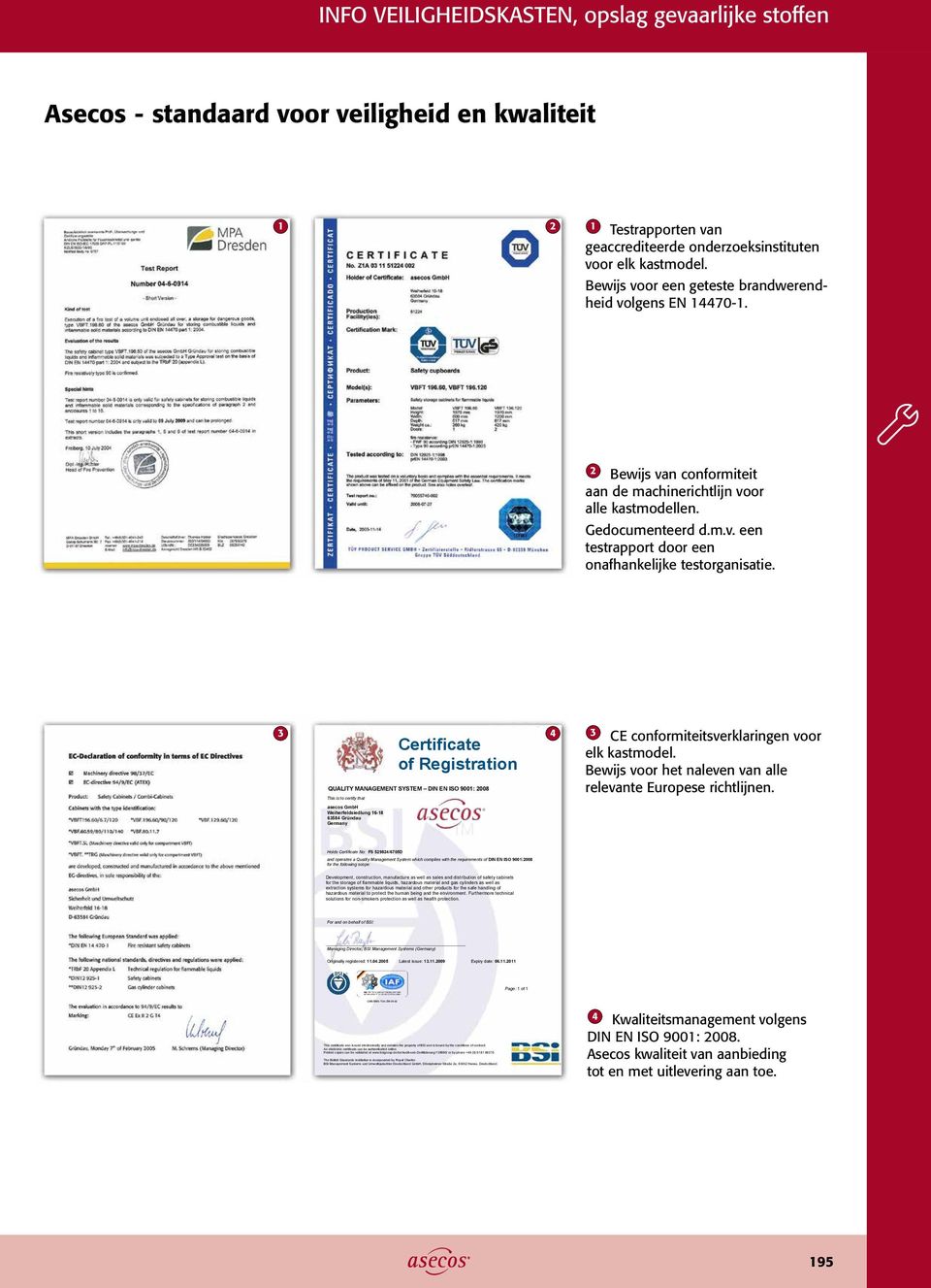 3 Certificate of Registration QUALITY MANAGEMENT SYSTEM DIN EN ISO 9001: 2008 4 3 CE conformiteitsverklaringen voor elk kastmodel. Bewijs voor het naleven van alle relevante Europese richtlijnen.