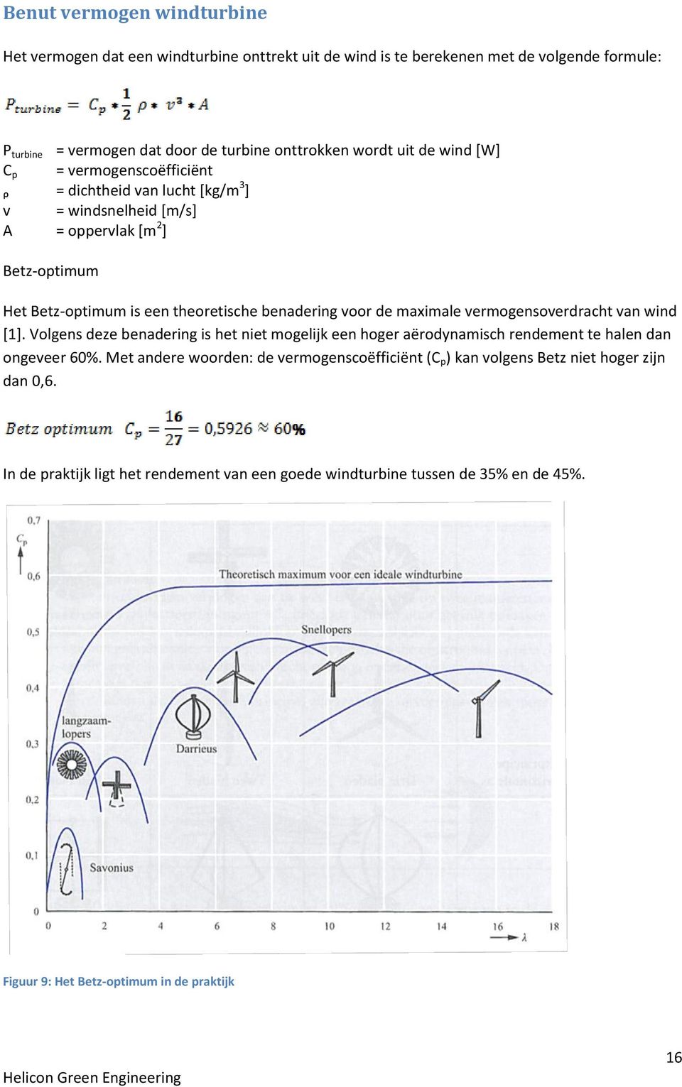 maximale vermogensoverdracht van wind [1]. Volgens deze benadering is het niet mogelijk een hoger aërodynamisch rendement te halen dan ongeveer 60%.