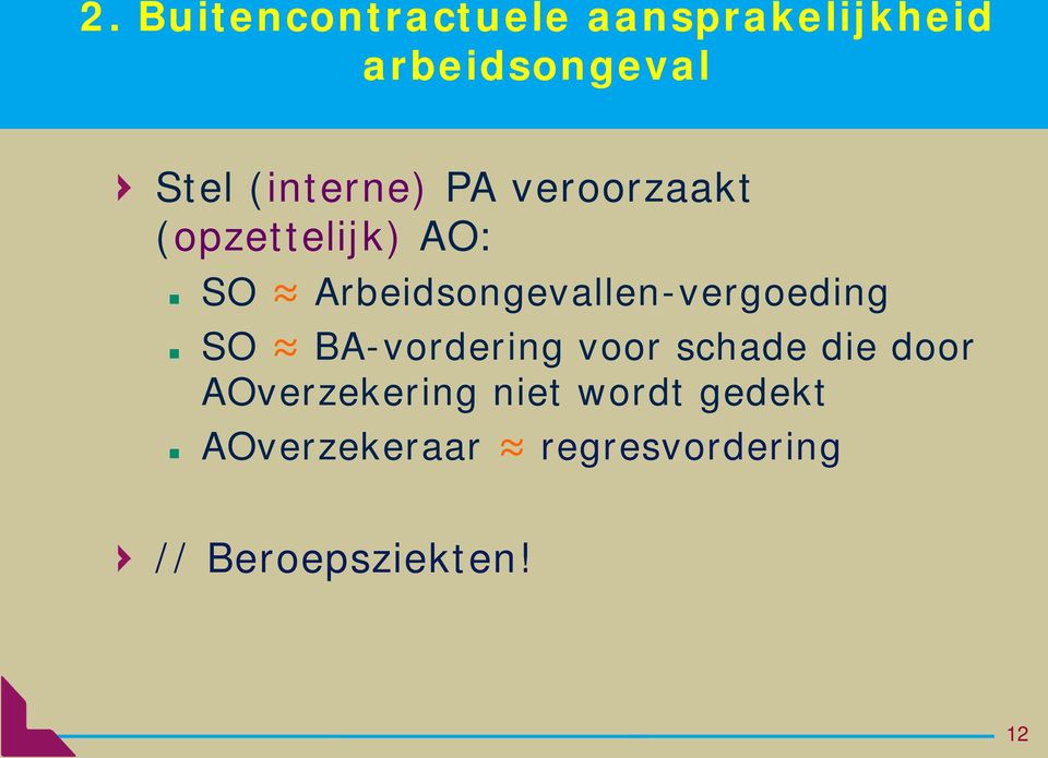 Arbeidsongevallen-vergoeding SO BA-vordering voor schade die