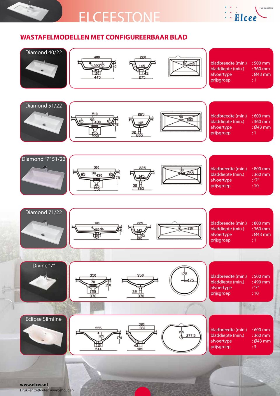 ) : 800 mm (min.) : 360 mm : 7 prijsgroep : 10 Diamond 71/22 (min.) : 800 mm (min.) : 360 mm prijsgroep : 1 Divine 7 (min.