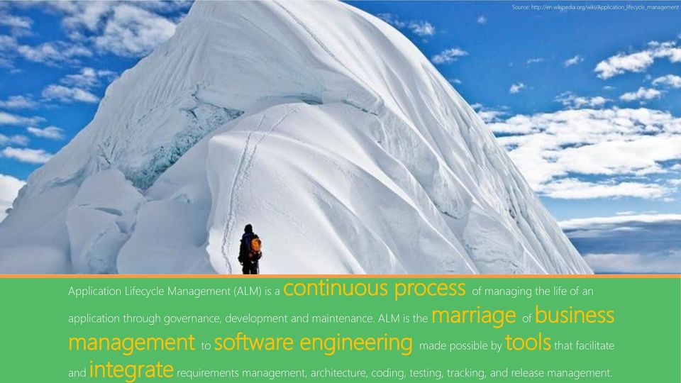 managing the life of an application through governance, development and maintenance.
