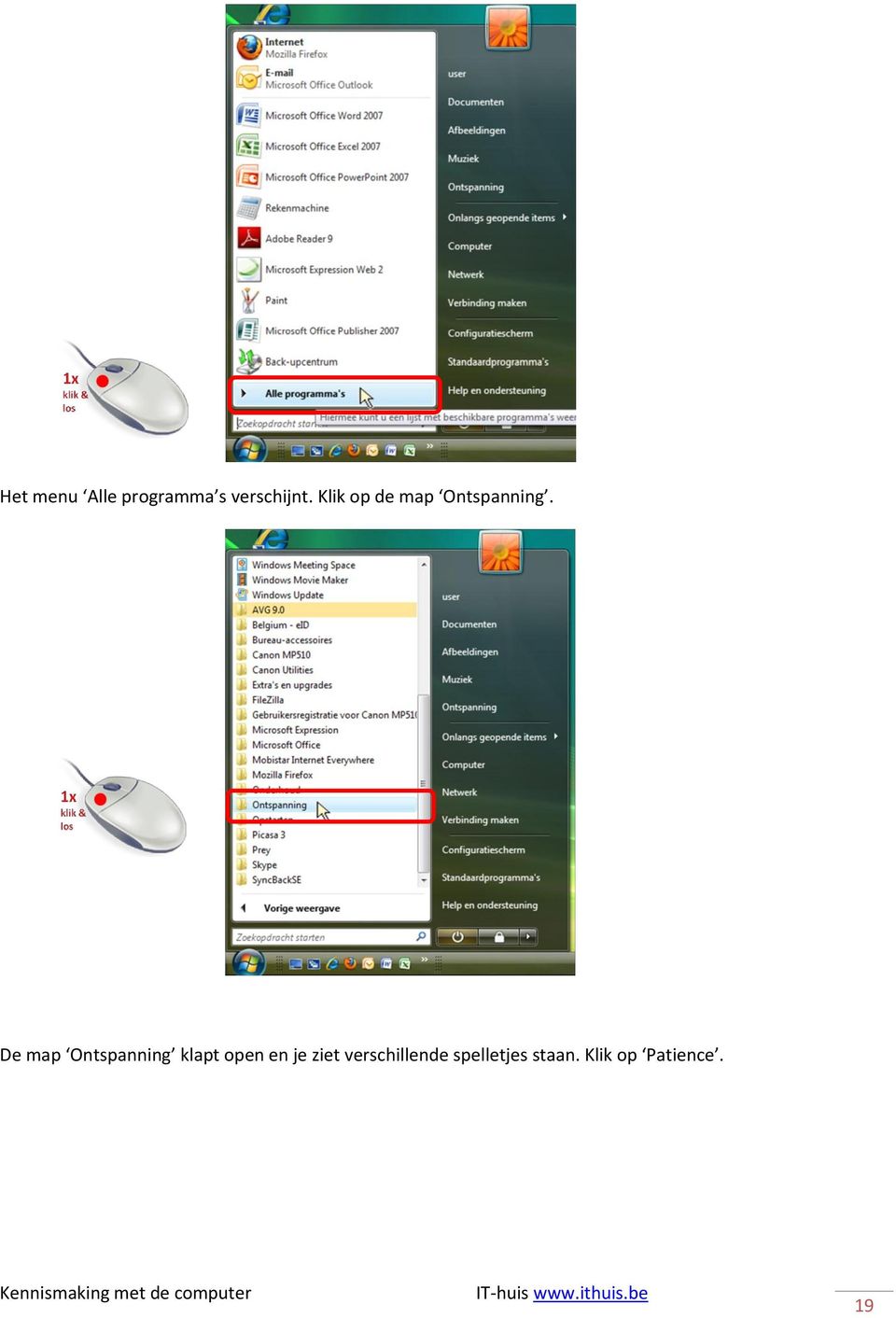 De map Ontspanning klapt open en je