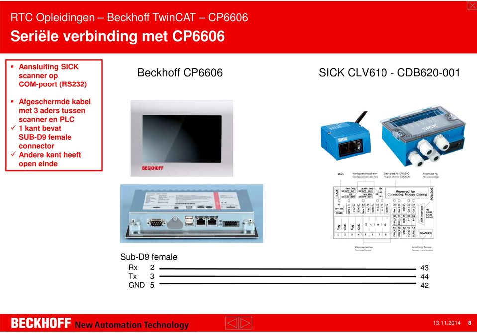 kant bevat SUB-D9 female connector Andere kant heeft open einde Beckhoff