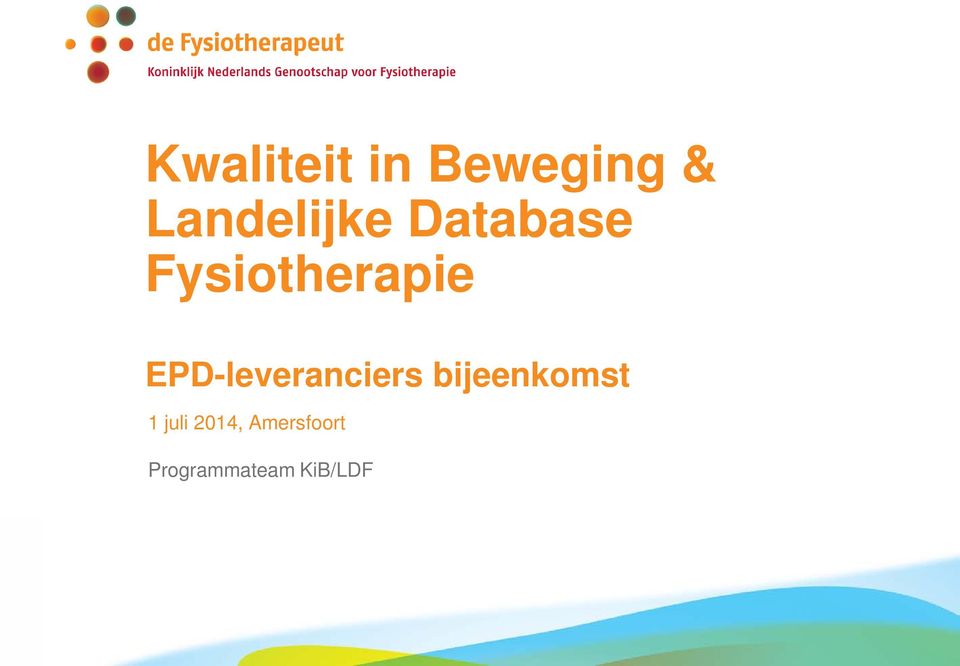 Fysiotherapie EPD-leveranciers