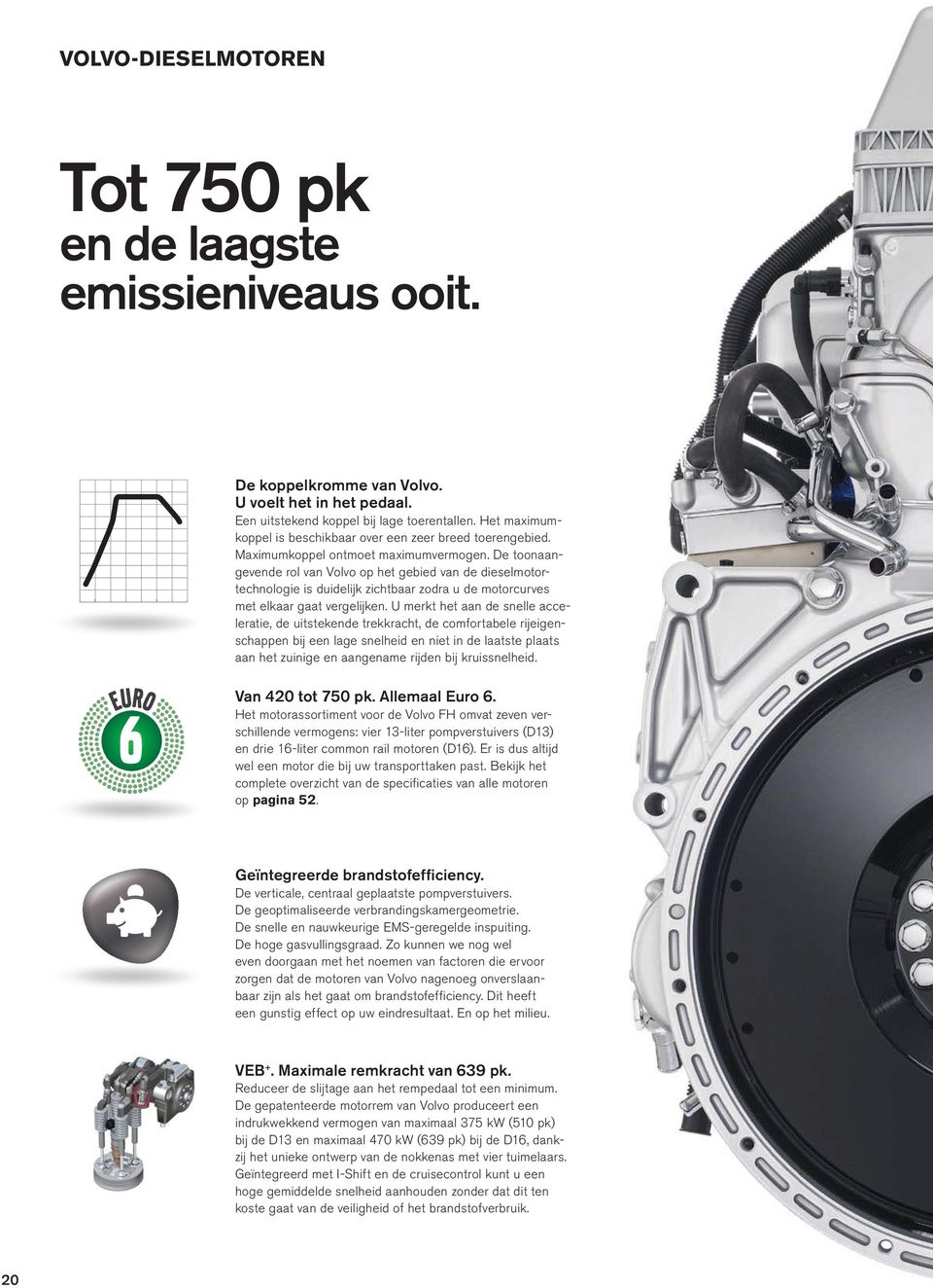 De toonaangevende rol van Volvo op het gebied van de dieselmotortechnologie is duidelijk zichtbaar zodra u de motorcurves met elkaar gaat vergelijken.