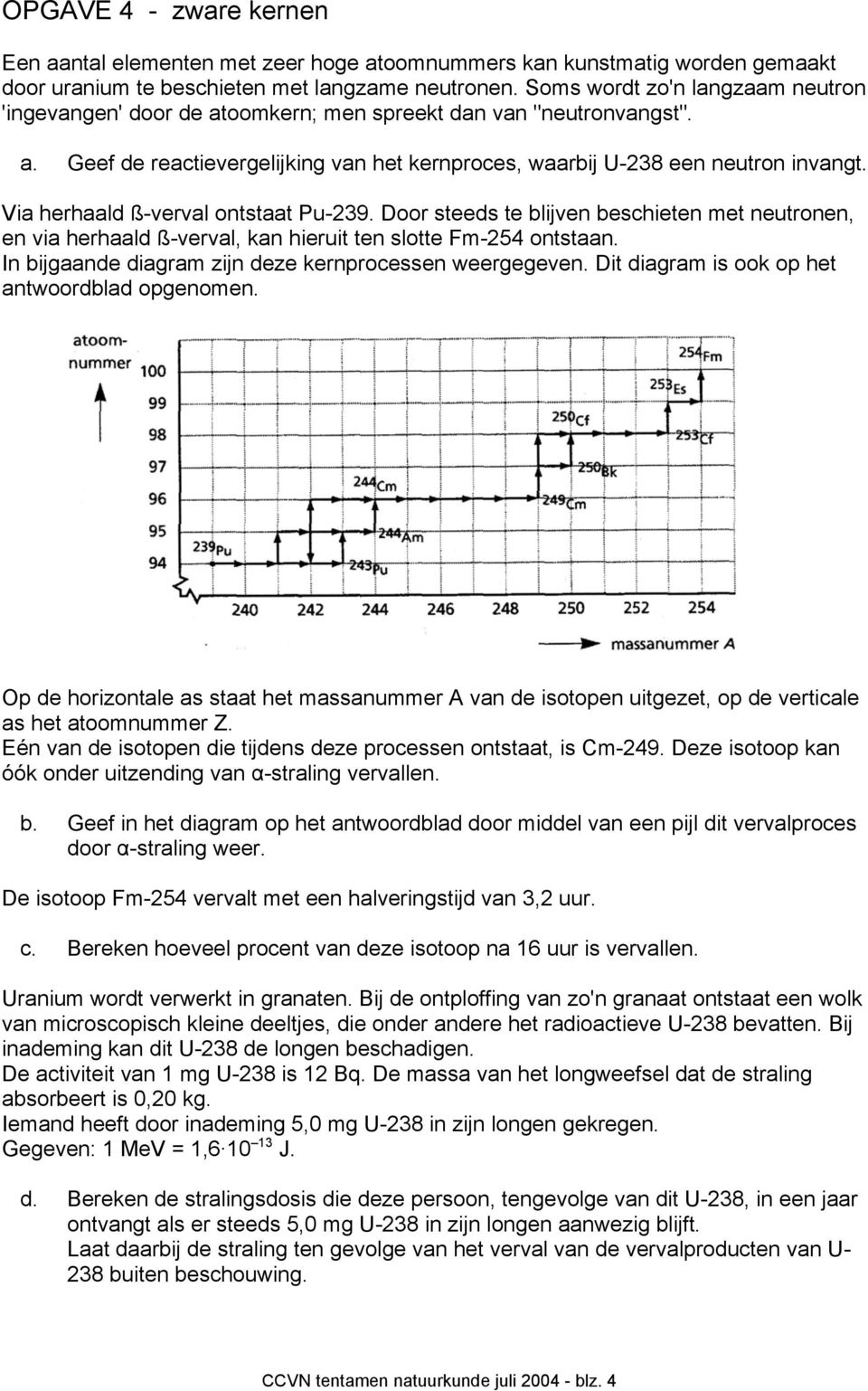 Via herhaald ß-verval ontstaat Pu-239. Door steeds te blijven beschieten met neutronen, en via herhaald ß-verval, kan hieruit ten slotte Fm-254 ontstaan.