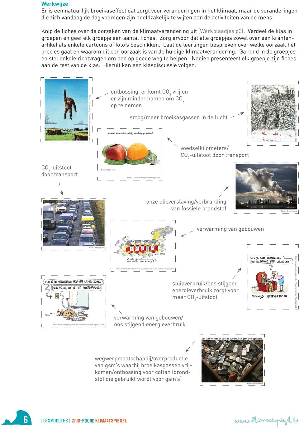 Zorg ervoor dat alle groepjes zowel over een krantenartikel als enkele cartoons of foto s beschikken.