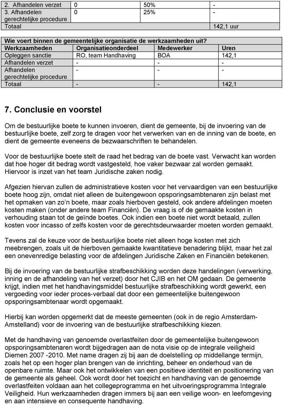 Conclusie en voorstel Om de bestuurlijke boete te kunnen invoeren, dient de gemeente, bij de invoering van de bestuurlijke boete, zelf zorg te dragen voor het verwerken van en de inning van de boete,