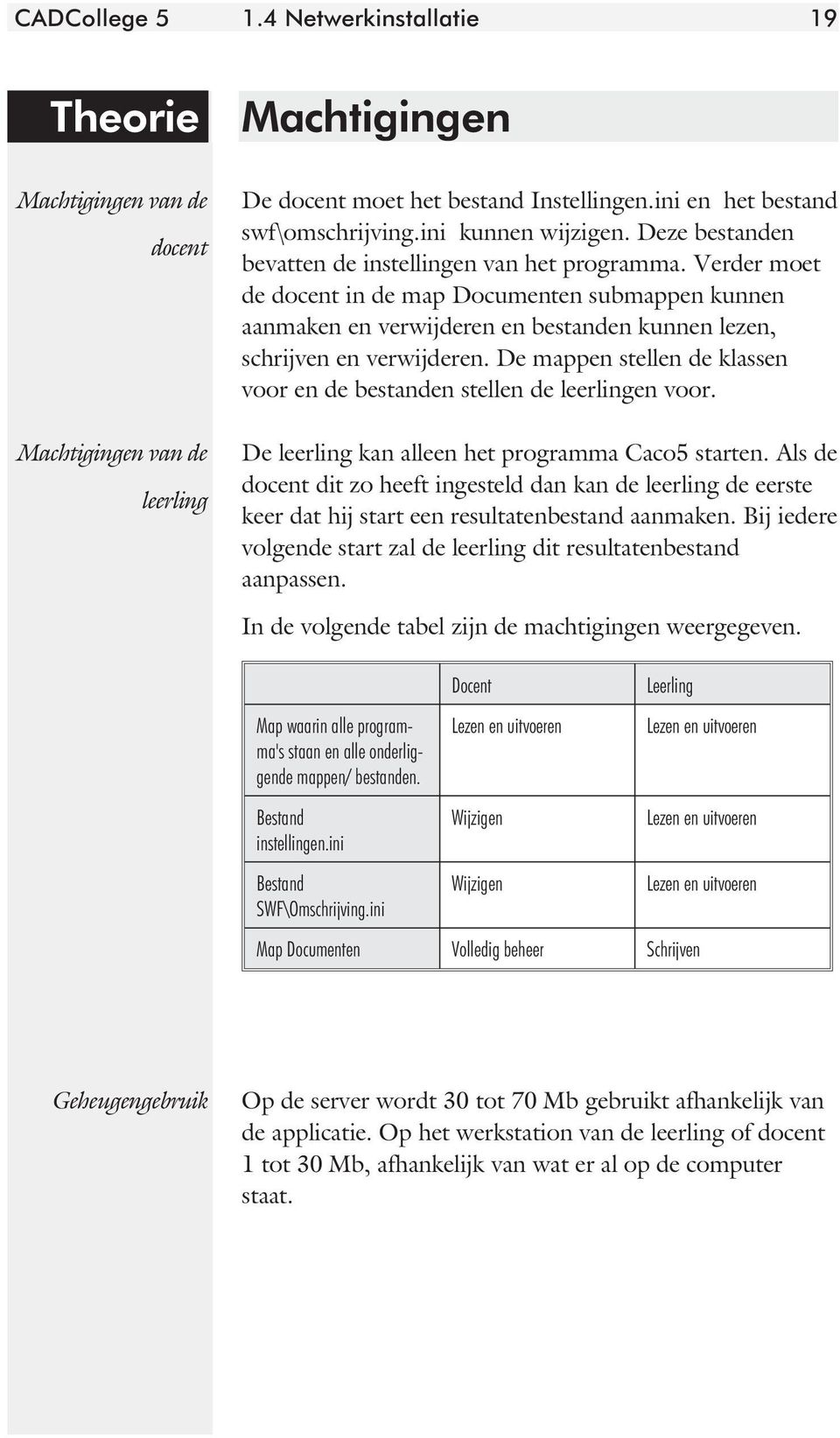 Verder moet de docent in de map Documenten submappen kunnen aanmaken en verwijderen en bestanden kunnen lezen, schrijven en verwijderen.