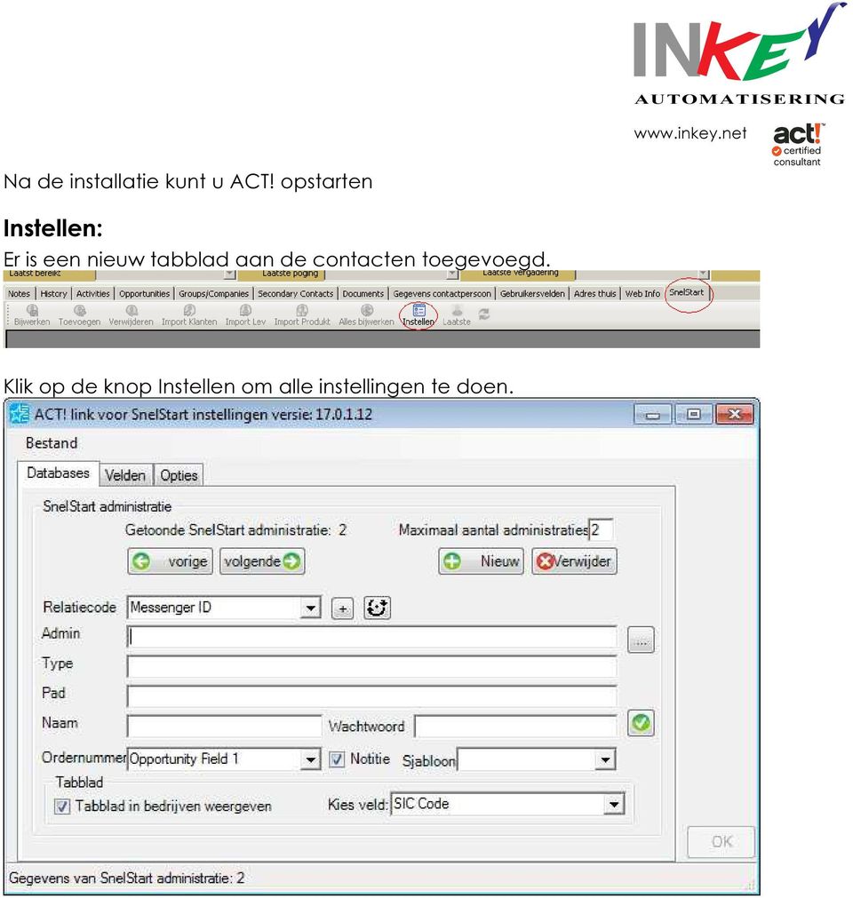 tabblad aan de contacten toegevoegd.