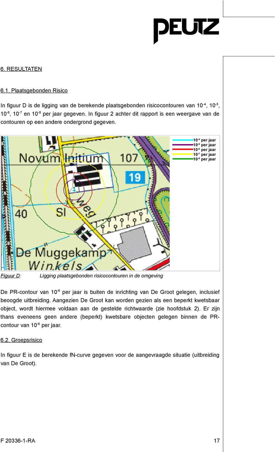 10-4 10-5 10-6 10-7 10-8 Figuur D: per jaar per jaar per jaar per jaar per jaar Ligging plaatsgebonden risicocontouren in de omgeving De PR-contour van 10-6 per jaar is buiten de inrichting van De