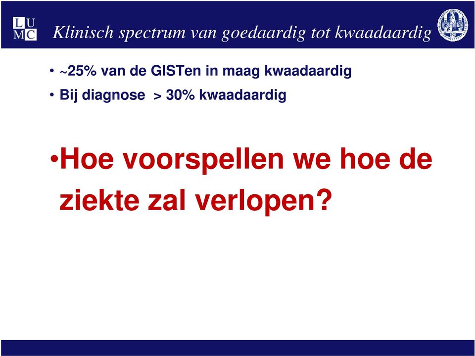 kwaadaardig Bij diagnose > 30%