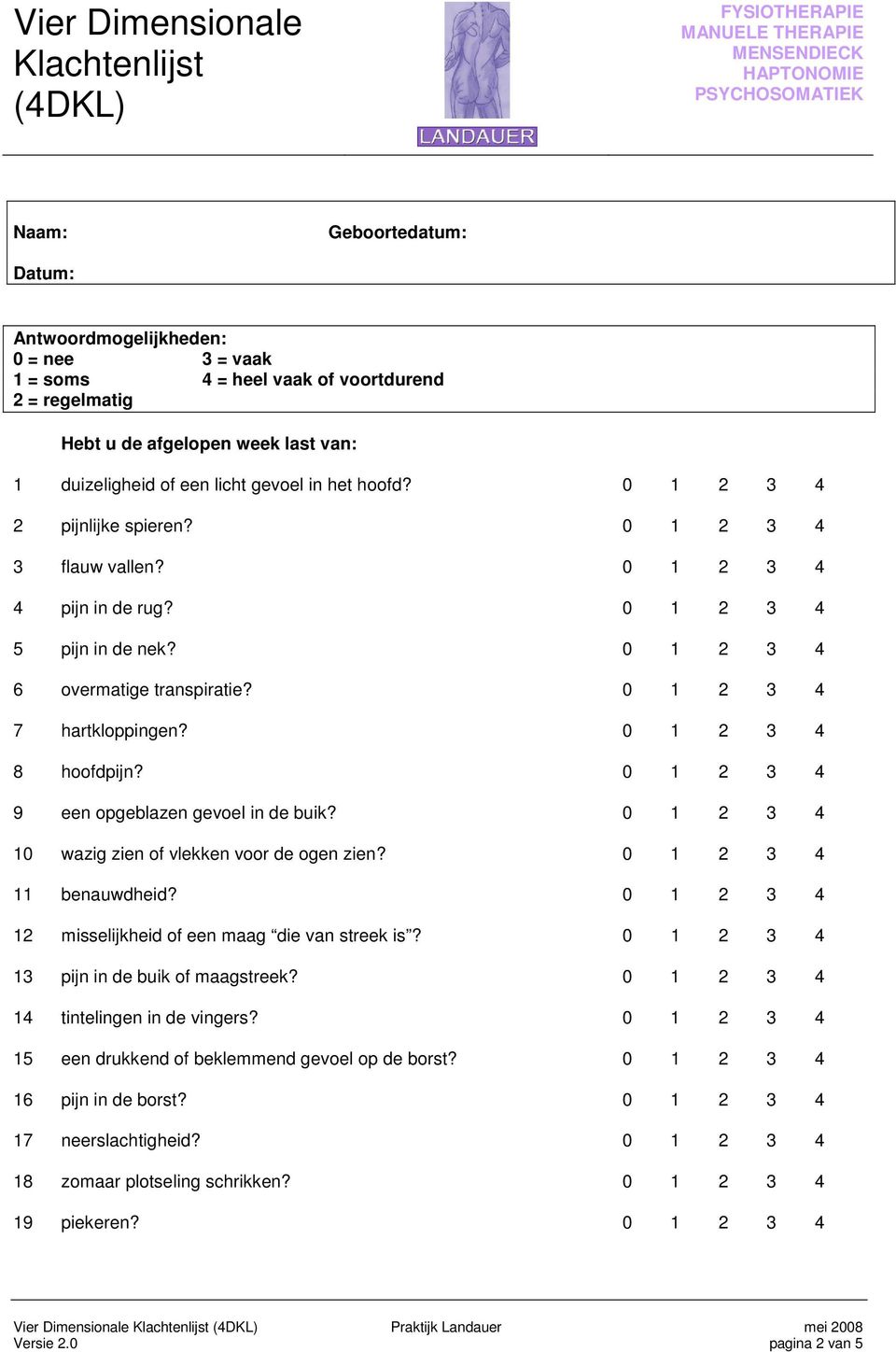 0 1 2 3 4 10 wazig zien of vlekken voor de ogen zien? 0 1 2 3 4 11 benauwdheid? 0 1 2 3 4 12 misselijkheid of een maag die van streek is? 0 1 2 3 4 13 pijn in de buik of maagstreek?