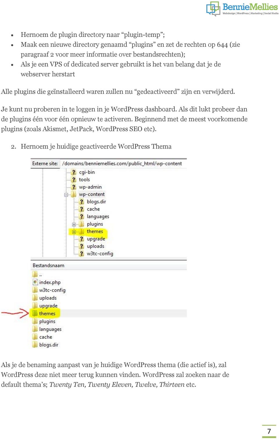 Je kunt nu proberen in te loggen in je WordPress dashboard. Als dit lukt probeer dan de plugins één voor één opnieuw te activeren.