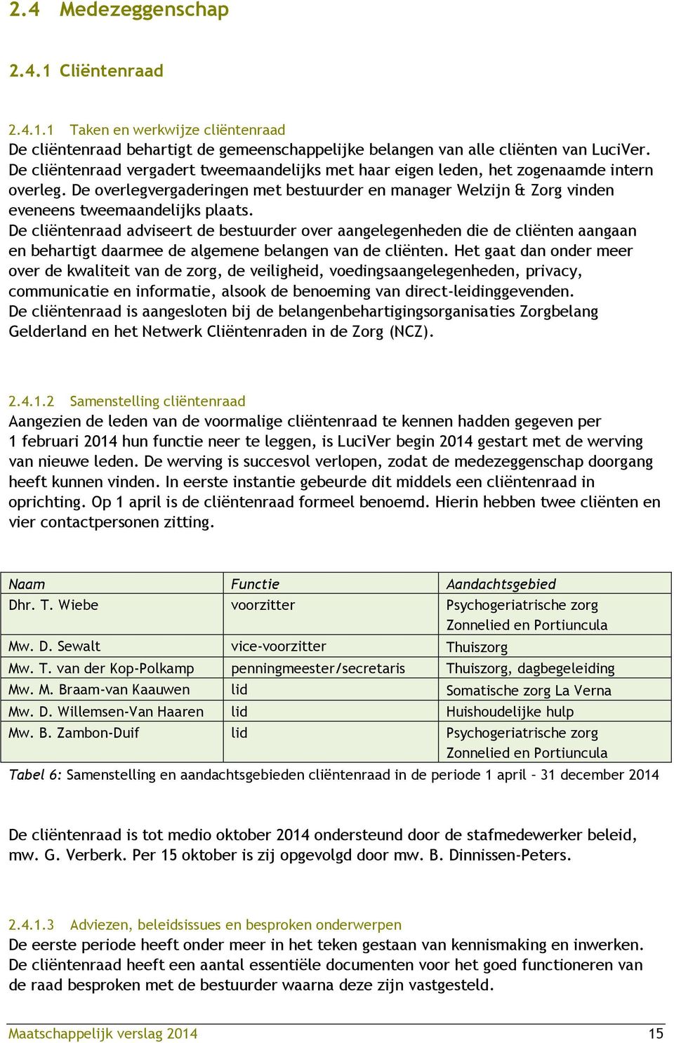 De cliëntenraad adviseert de bestuurder over aangelegenheden die de cliënten aangaan en behartigt daarmee de algemene belangen van de cliënten.