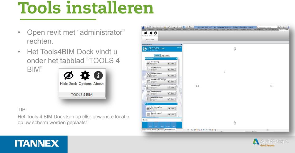 TOOLS 4 BIM TIP: Het Tools 4 BIM Dock kan op