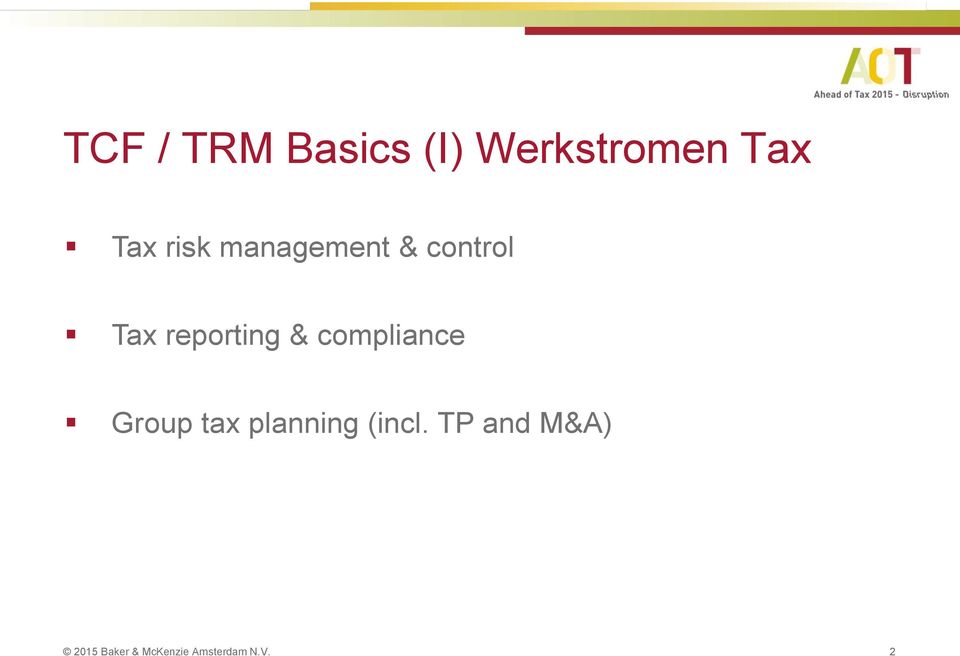 compliance Group tax planning (incl.