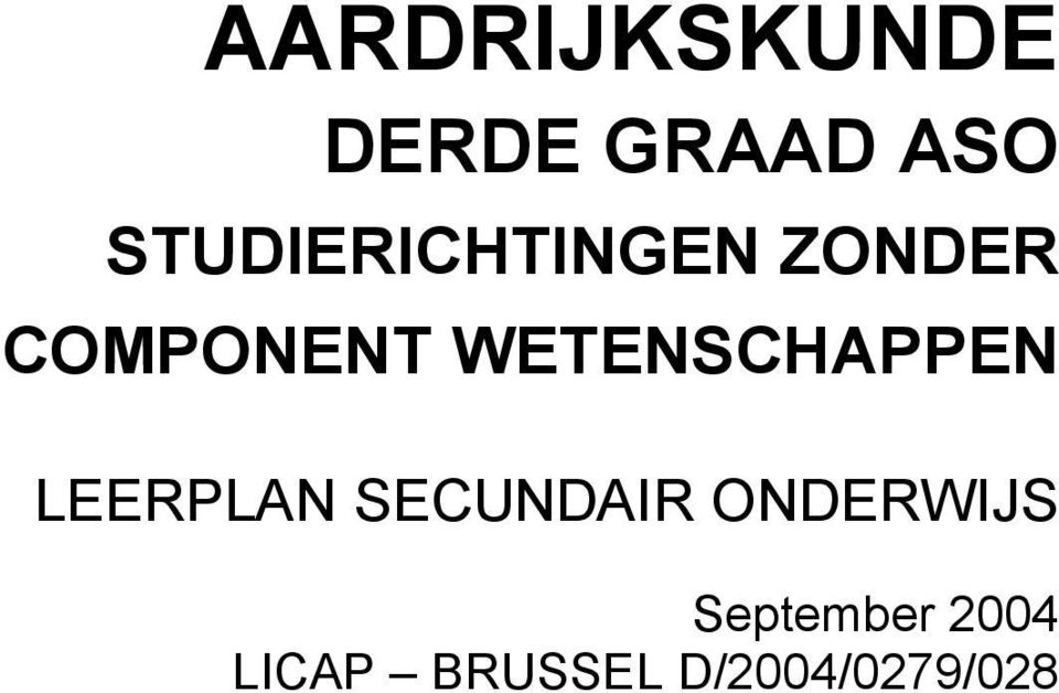 WETENSCHAPPEN LEERPLAN SECUNDAIR