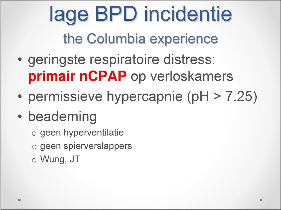 verloskamers permissieve hypercapnie (ph > 7.